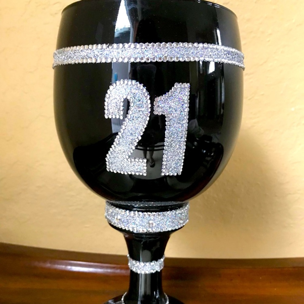 21st Birthday Glass Bedazzled Cup/Chalice